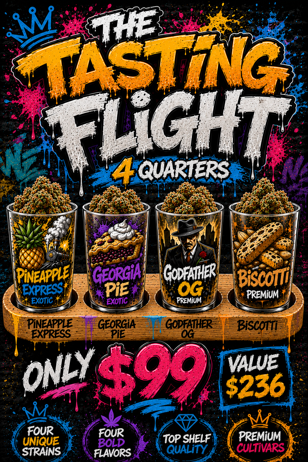 The Tasting Flight - 4 Quarters THCA Flower