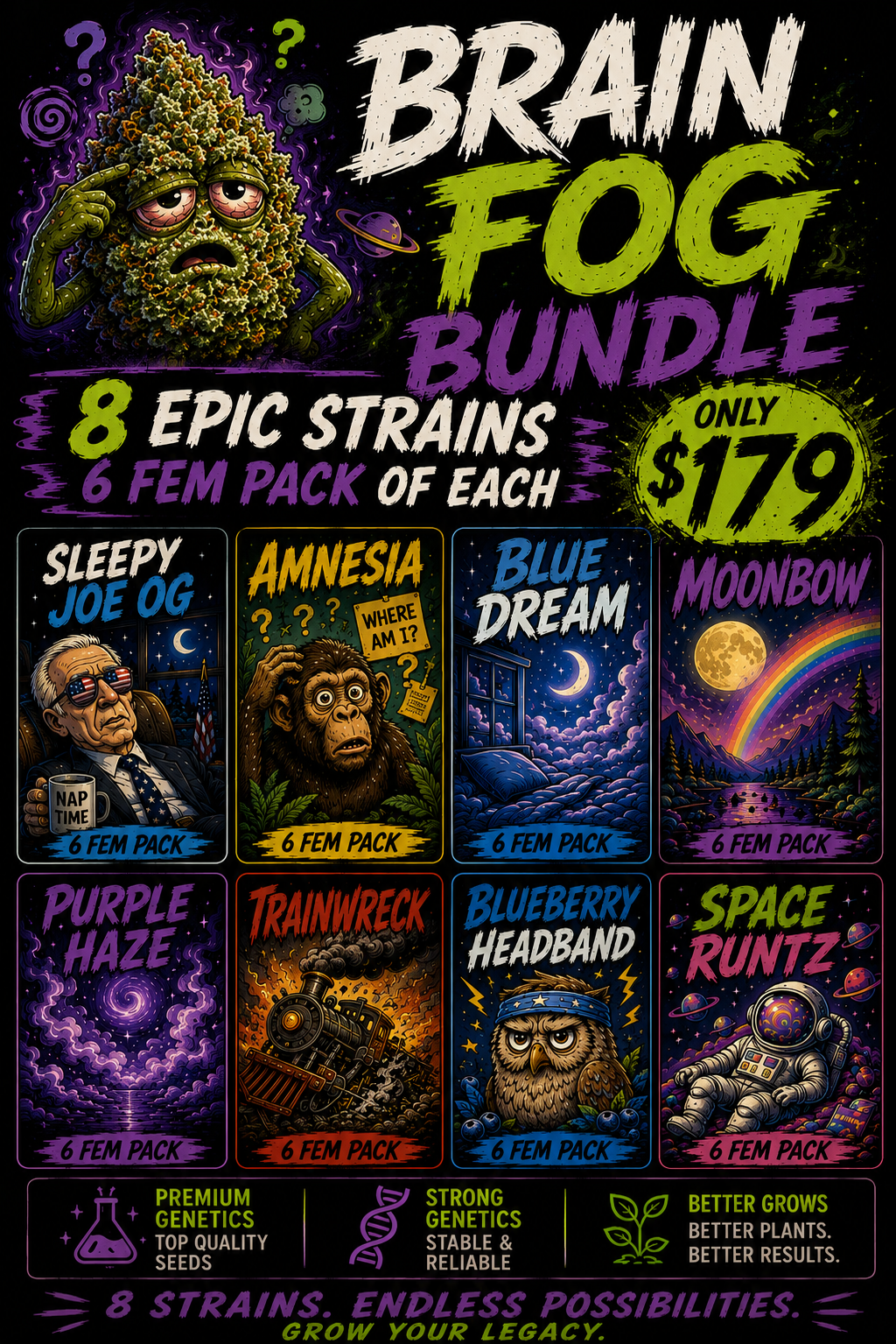 Brain Fog Bundle - 8 Strains x 6 Feminized Seeds Each