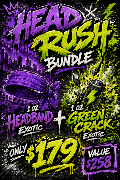Head Rush Exotic Bundle 2oz  - Green Crack & Headband THCA