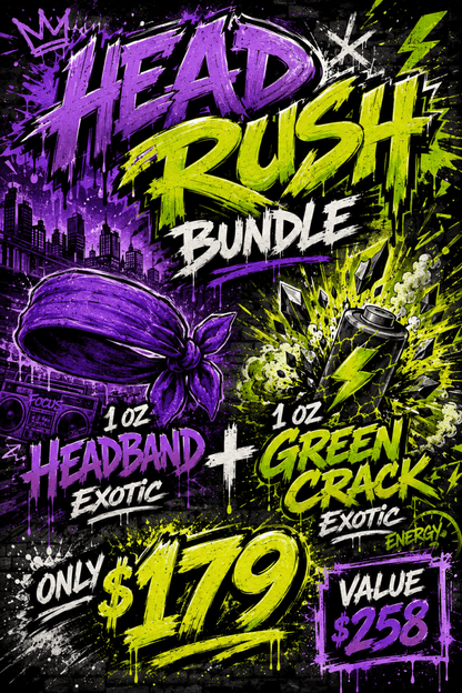 Head Rush Exotic Bundle 2oz - Green Crack & Headband THCA